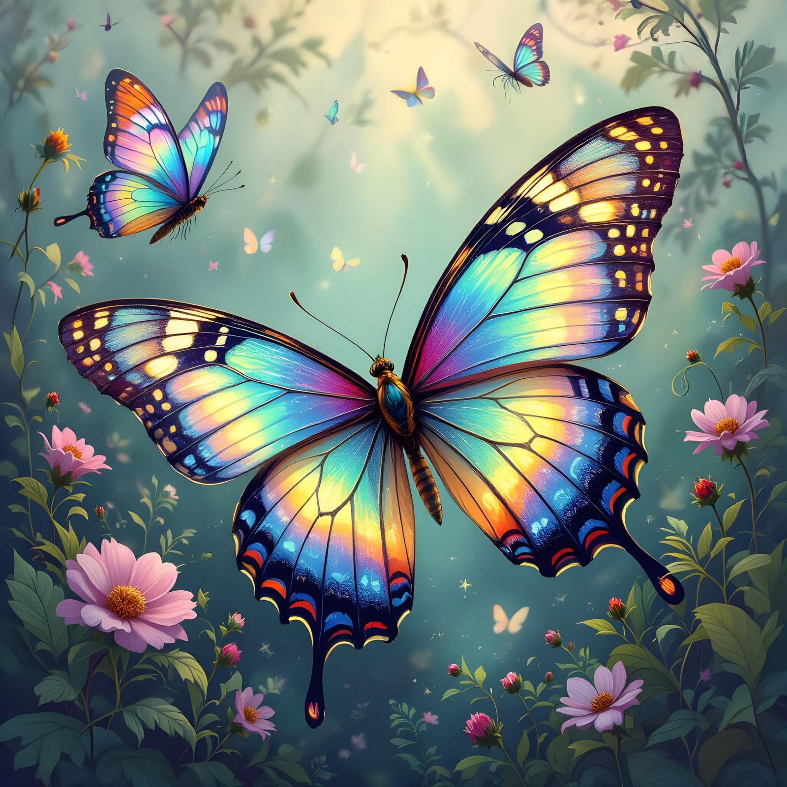 Magical Giant Butterflies in Flight