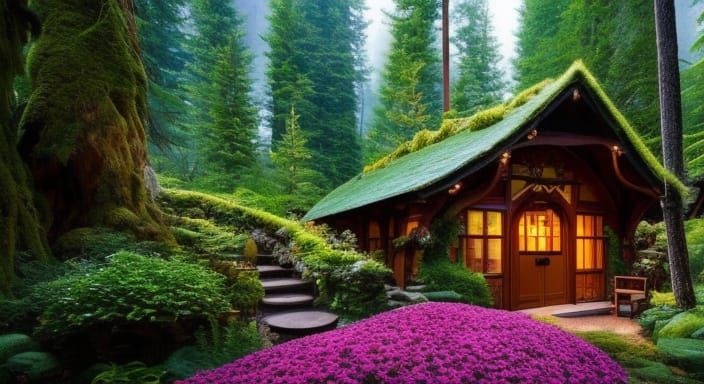 Enchanted Hobbit Reading Room in Twinkling Forest