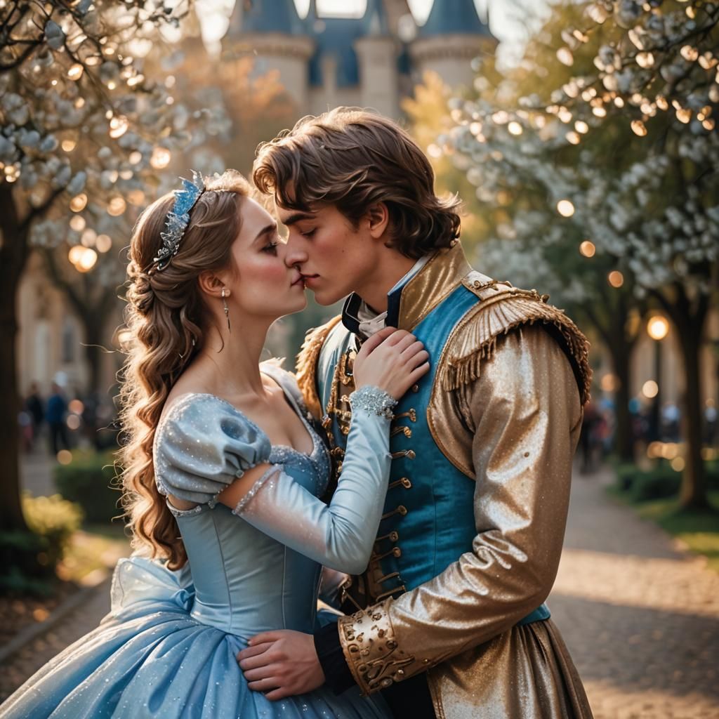 Youthful Romance: High-Fashion Portrait of Kissing Youths