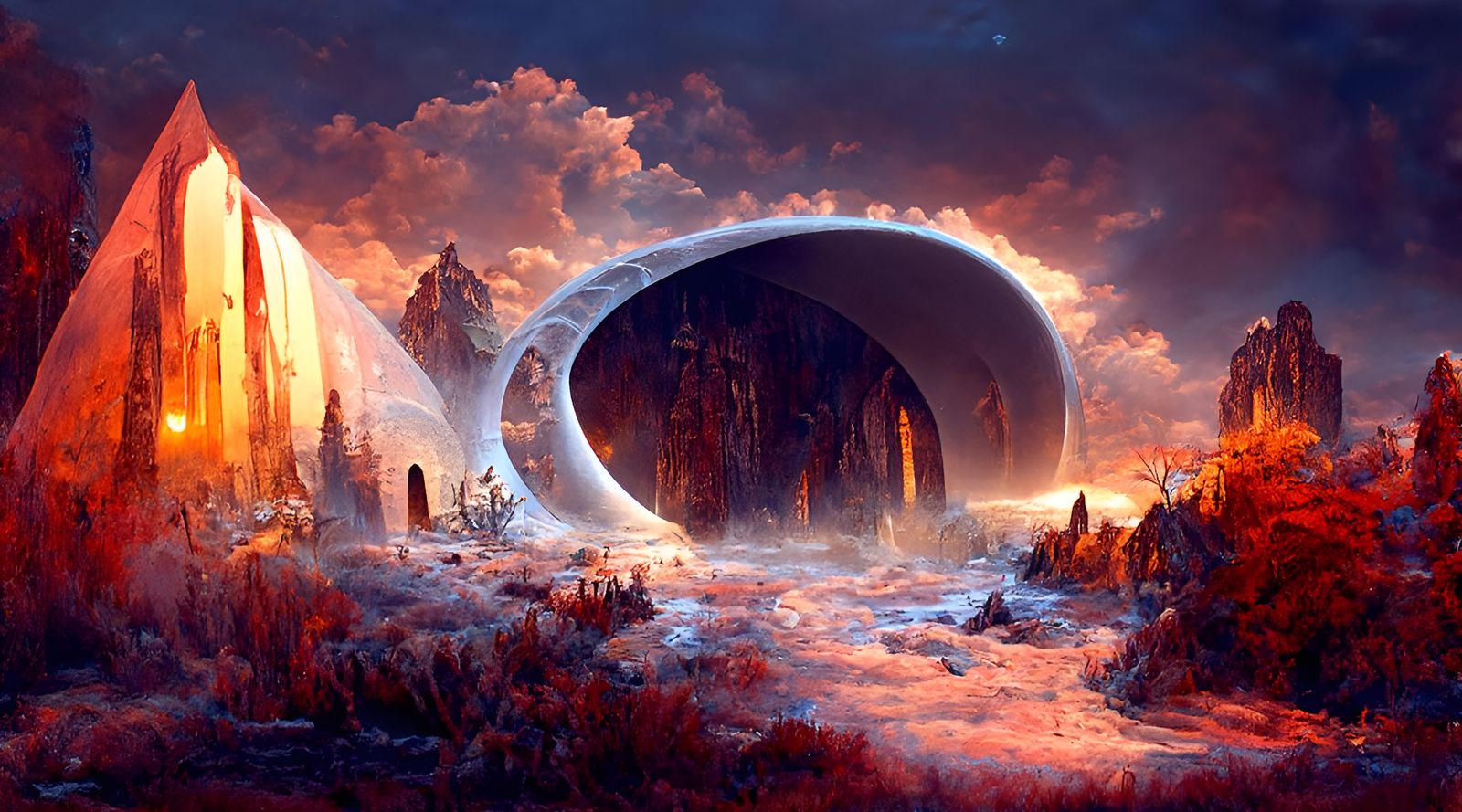 Stargate to Alien World in Mountain Archway