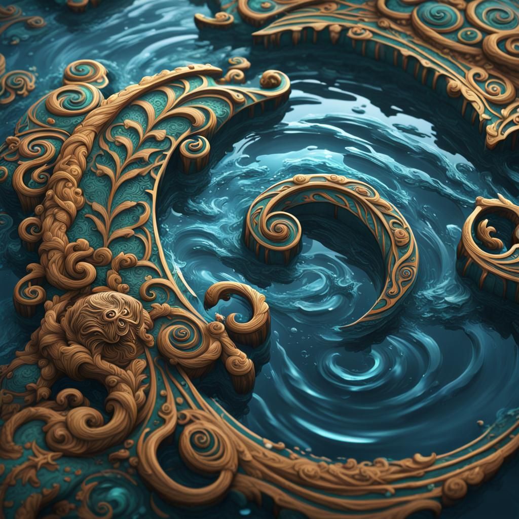 Detailed Samoan Tattoo Koru Design in Water