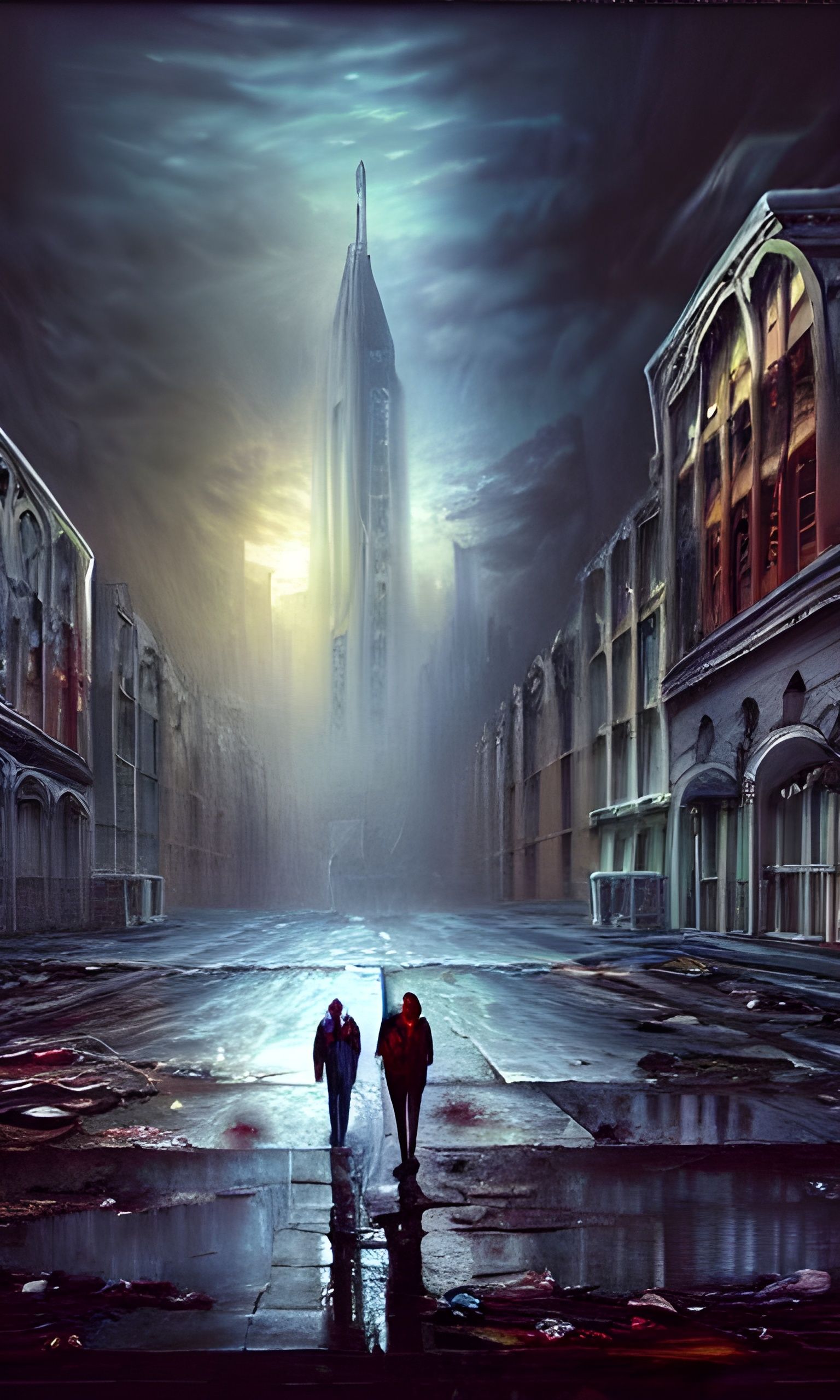 Post-Apocalyptic City of Broken Dreams Oil Painting