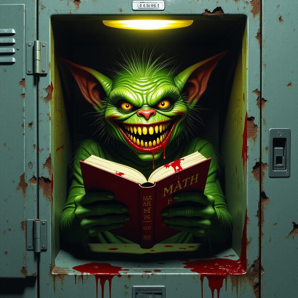 Creepy Gremlin in School Locker: Gritty Horror Realism