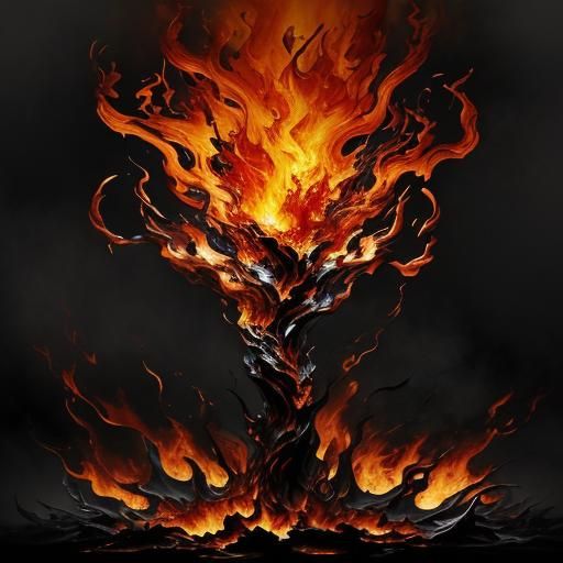 Abstract Fire Forms in Surreal Expressionist Style