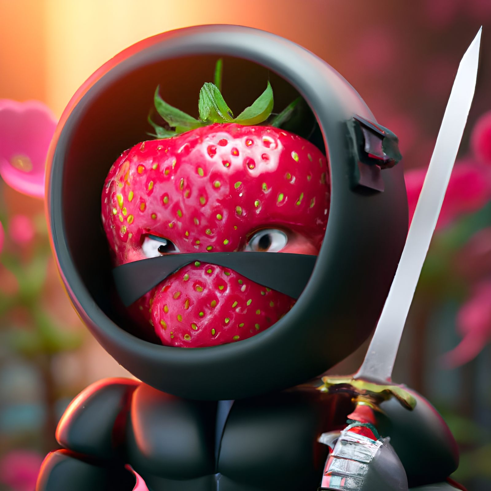 Mean Strawberry Bank Robber in Detailed 3D Render