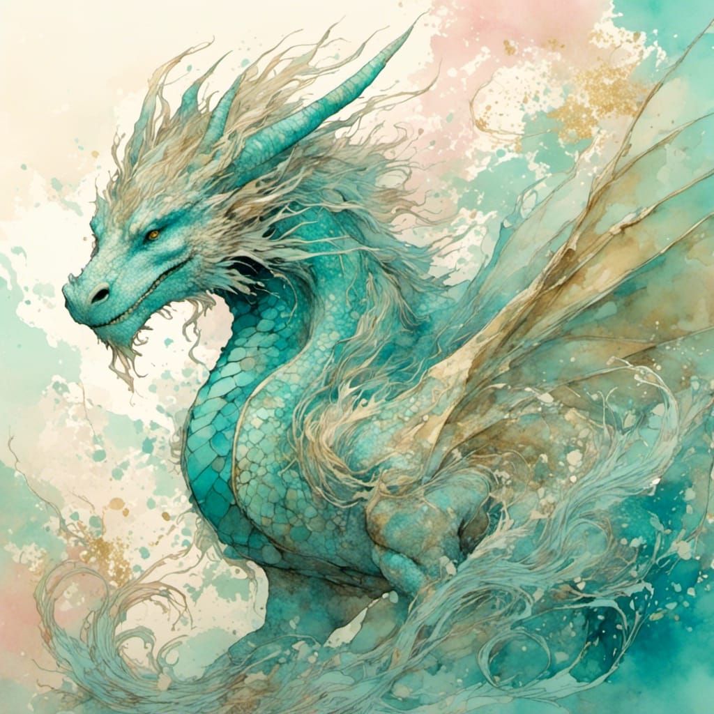 Magical Dragon with Gold Foil Accents