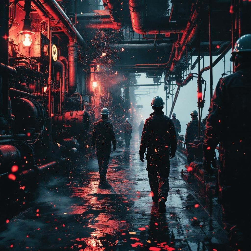 Surreal Crystalline Fusion on Oil Platform