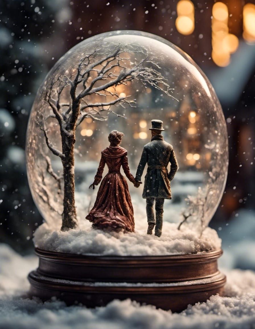 Victorian Couple in Snow Globe