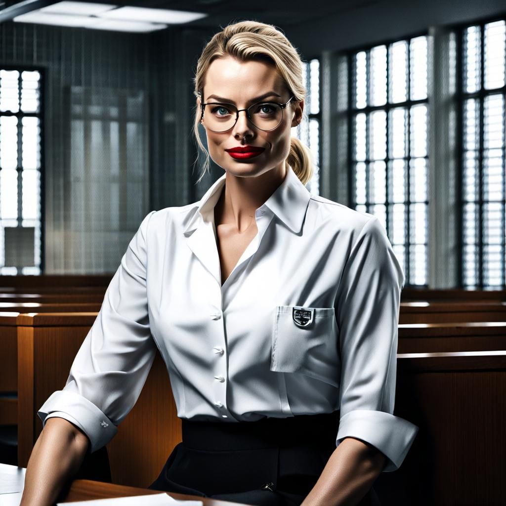 Hyperrealistic Portrait of a Smiling Woman in White Blouse