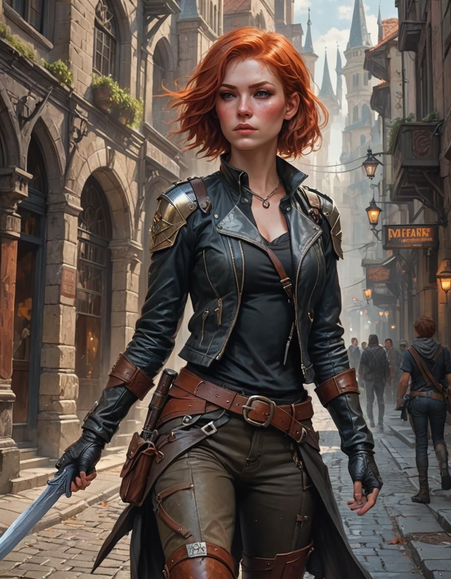 Fantasy Rogue in City Street: Artstation Portrait
