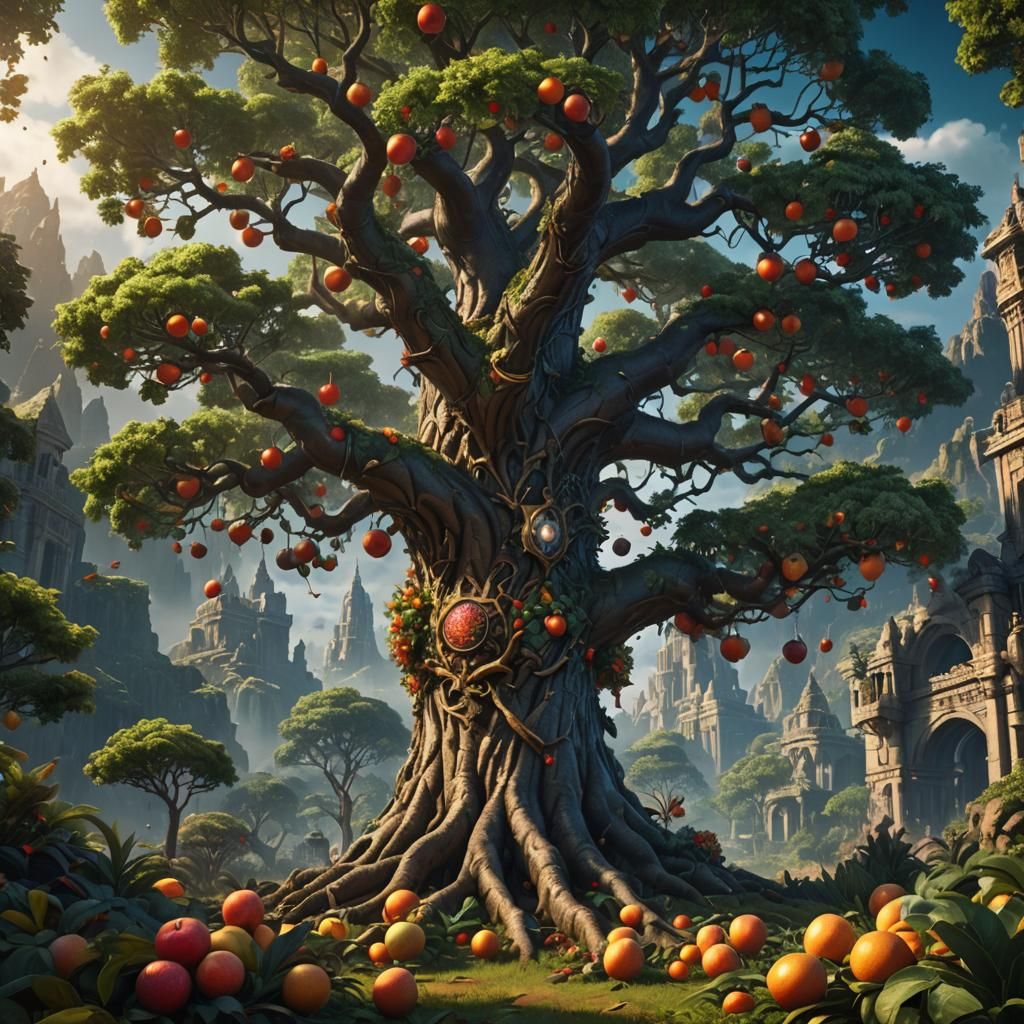 Tree of Knowledge: Detailed Matte Painting of Eden