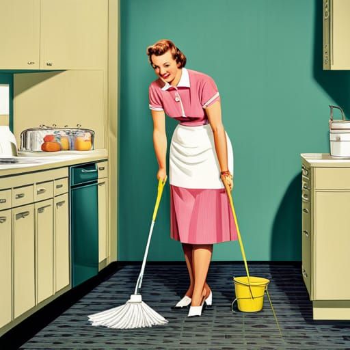 1950s Maid Cleaning: Vintage Advertisement