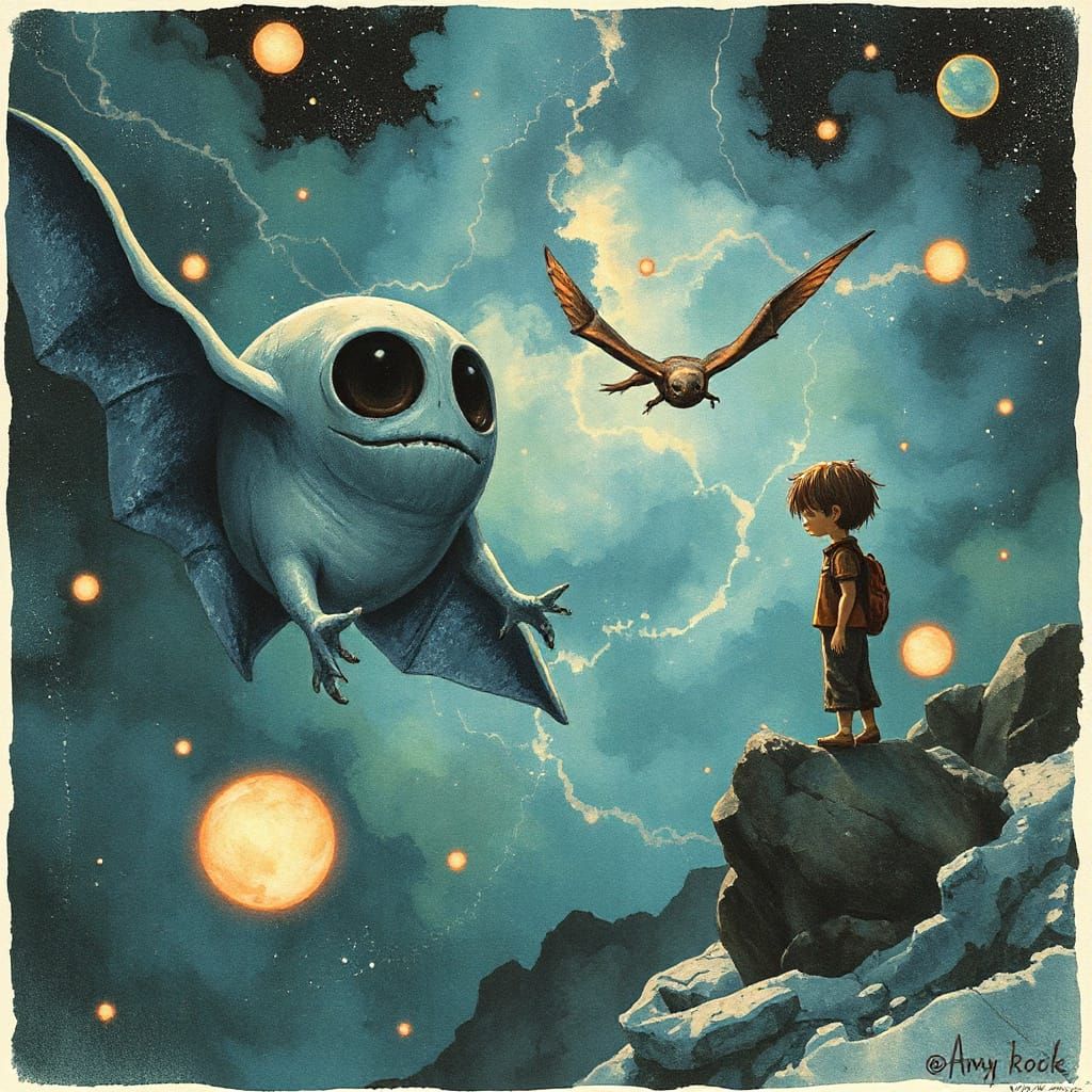 Galactic Wonder in Nebular Watercolor Style