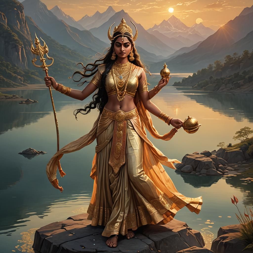 Goddess Chandraghanta with Bell and Trident