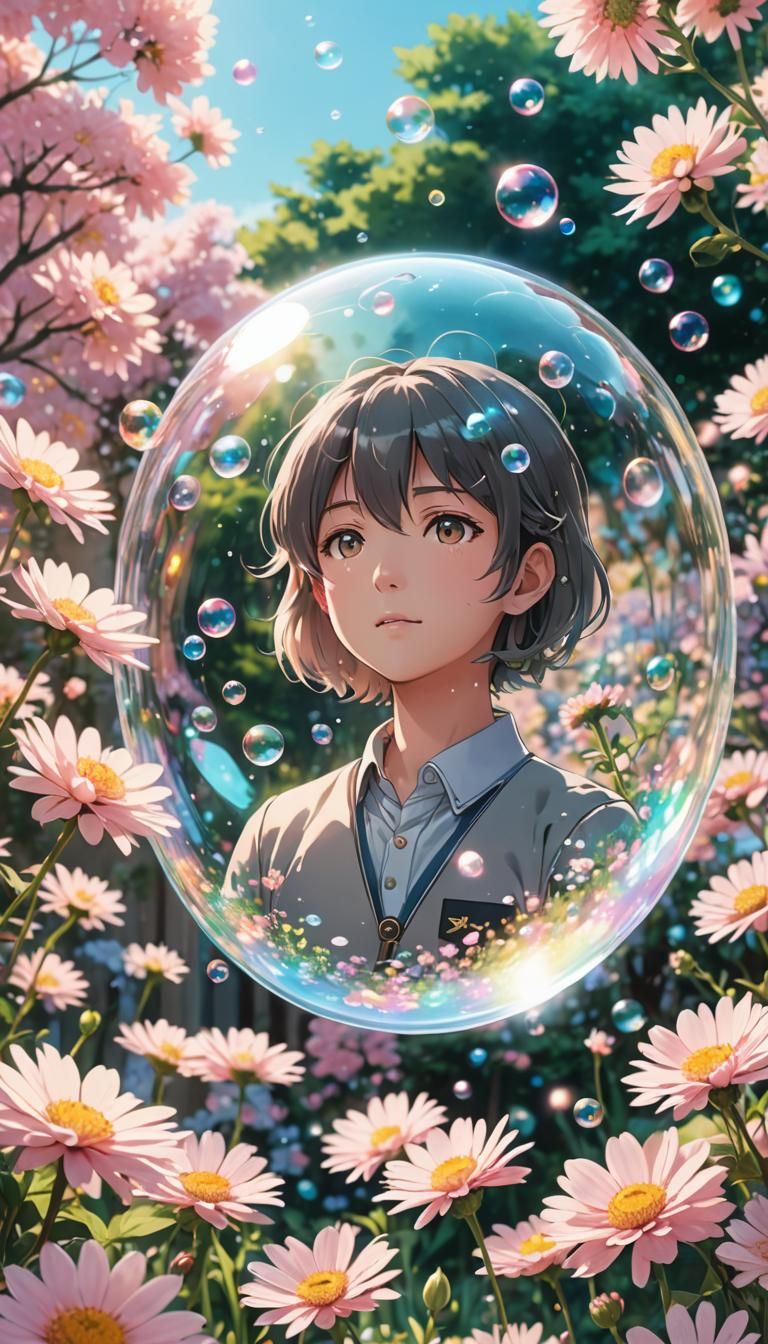 Shimmering Bubble in Pastel Anime Key Visual