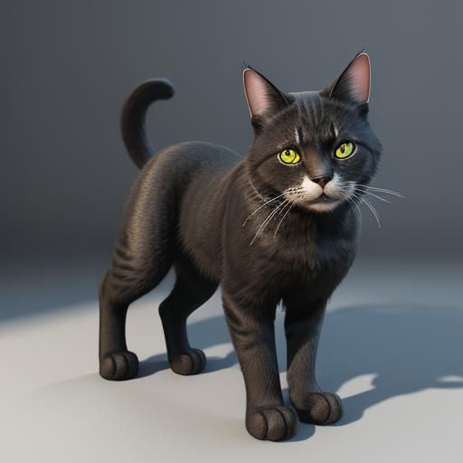 3D Cat with Shading and Depth