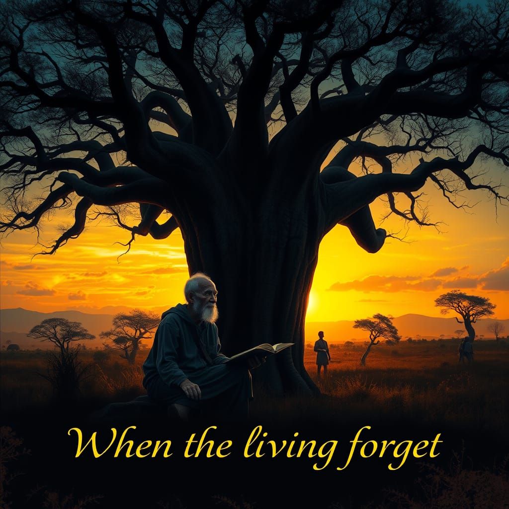 Mystical Baobab Tree Scene at Sunset