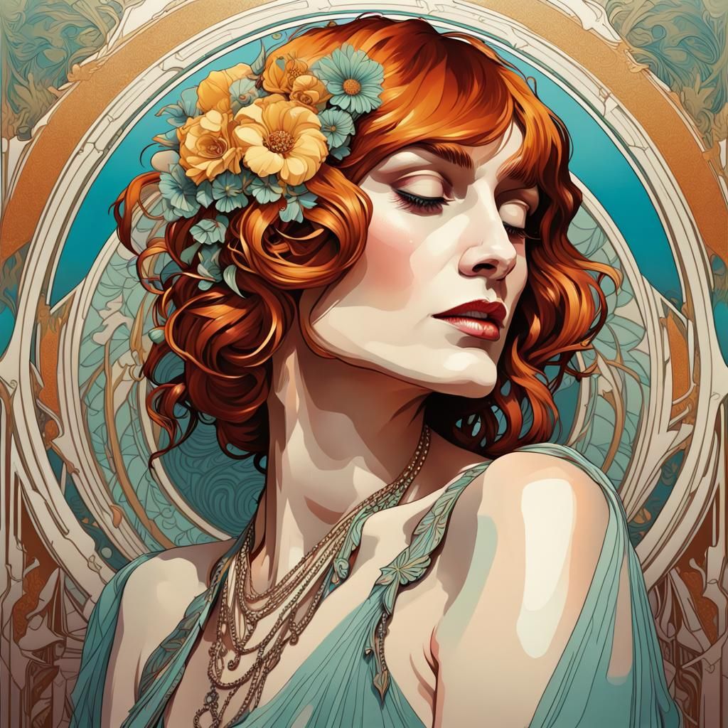 Florence Welch in Art Deco Mucha Style