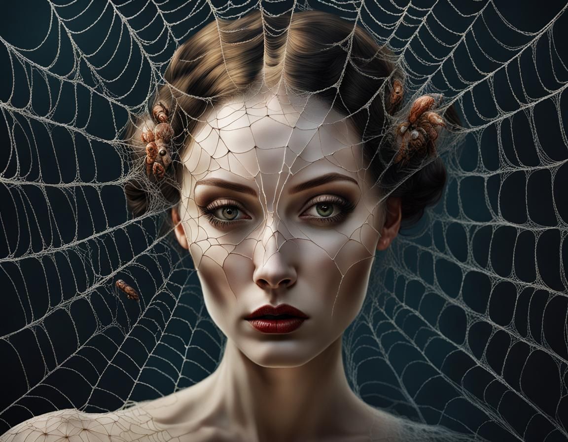 Surreal Spiderweb Wedding Dress Portrait