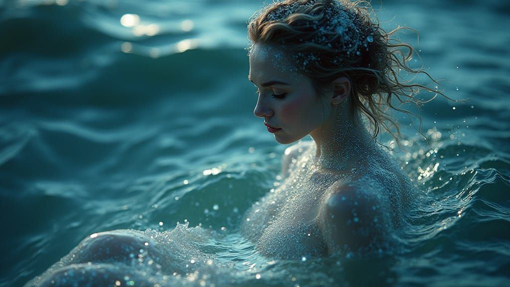 Water Goddess Emerging from Oceanic Waves