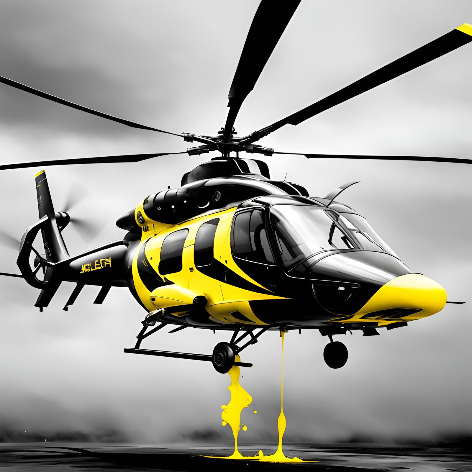 Sleek Helicopter in Color Splash Art Style