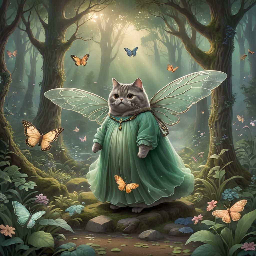 Pusheen Fairy in Ethereal Forest