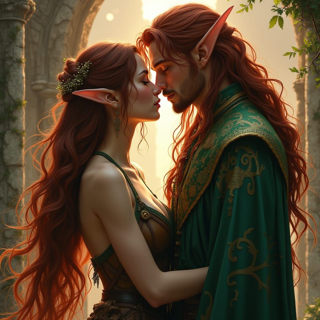 Ethereal Elven Lovers in Ancient City