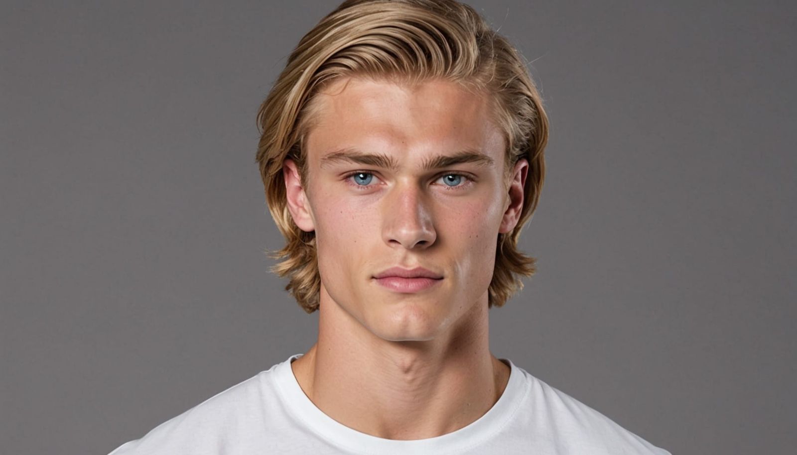 Chiseled Teen Movie Star with Piercing Blue Eyes