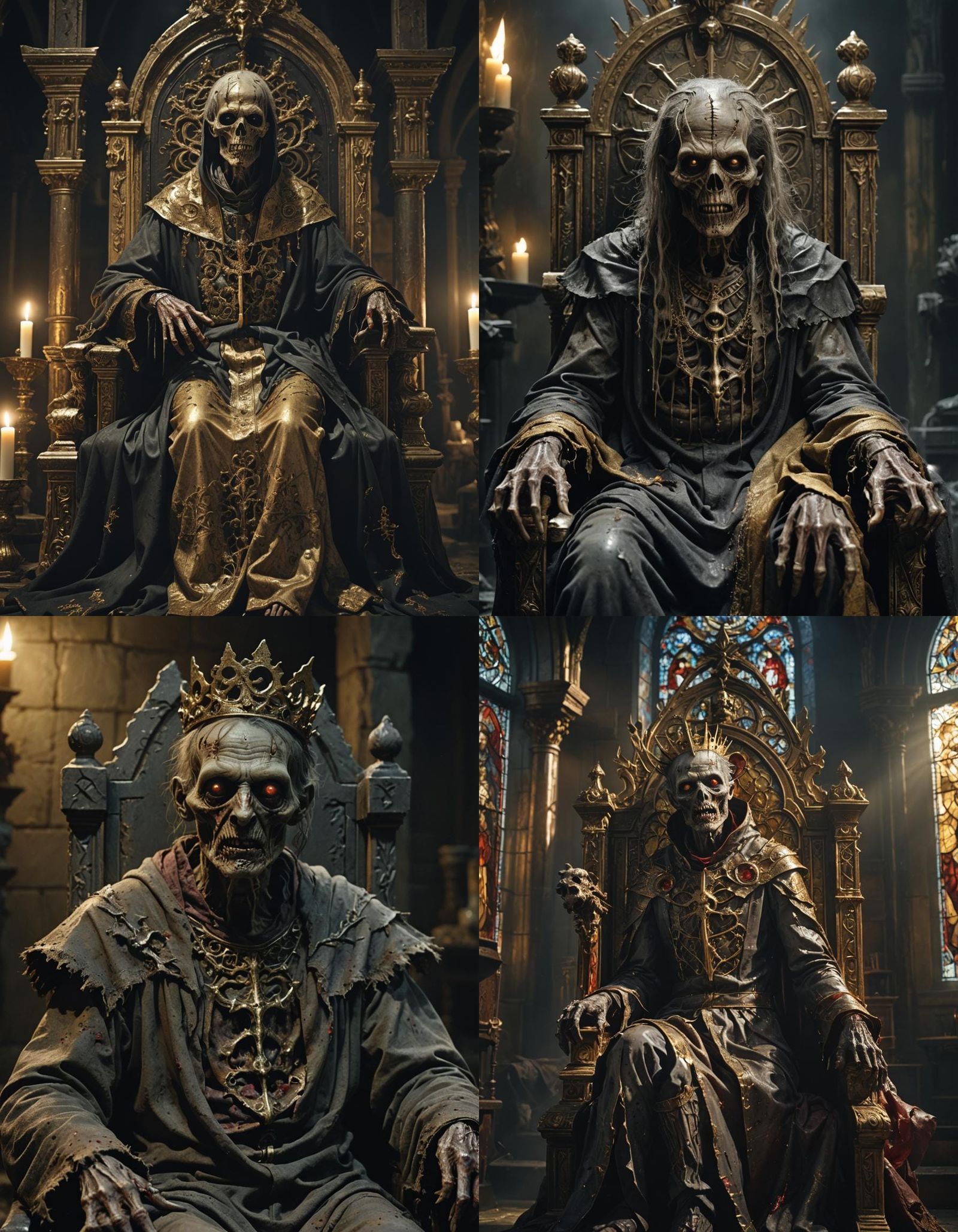 Zombie King on Throne in Dark Chapel