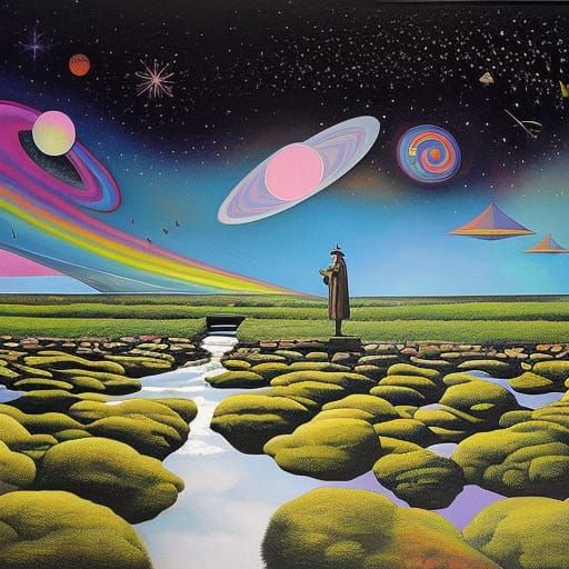 Cosmic Wonder: A Surreal Chiaroscuro Painting