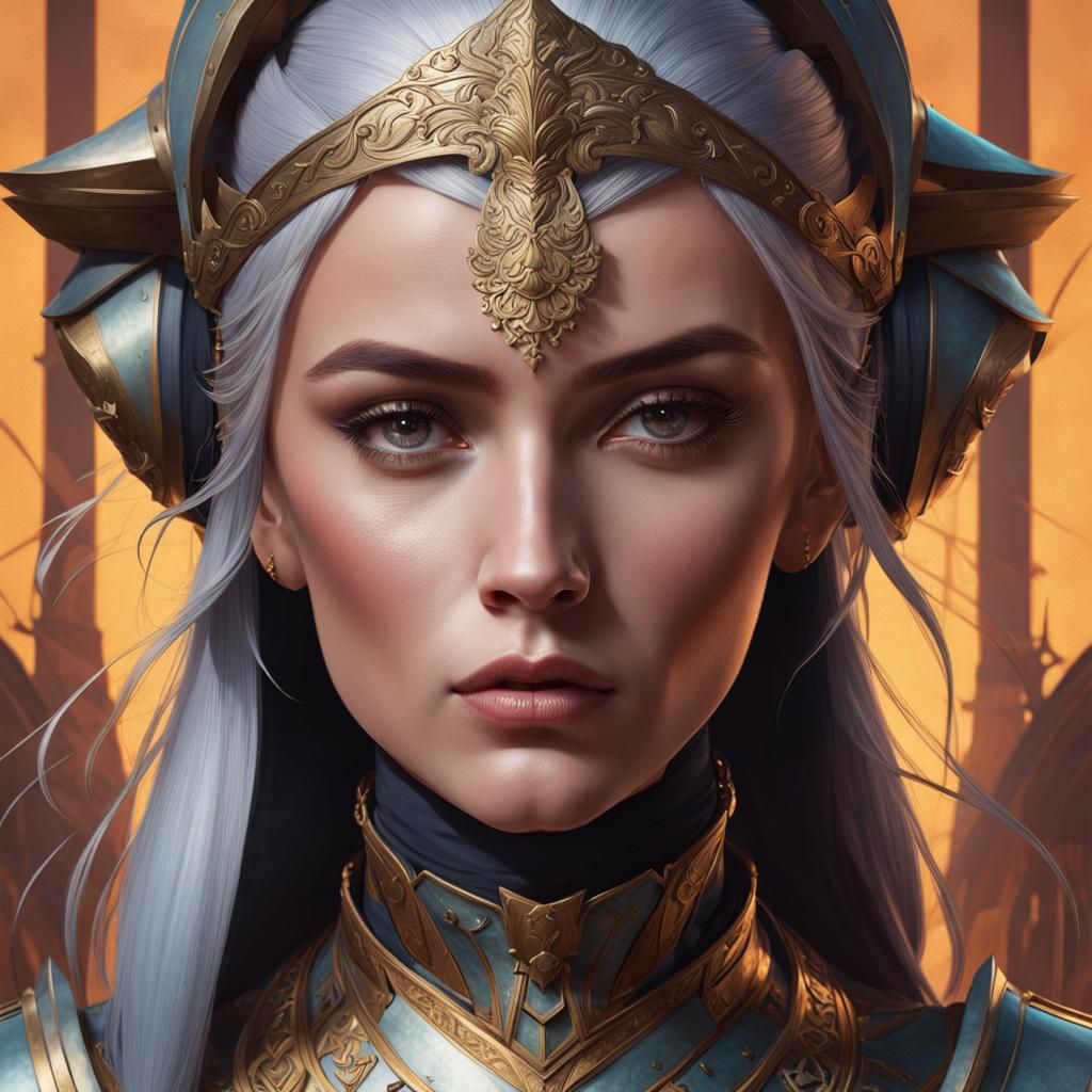 Ancient Lady Knight Portrait in Digital Art Style