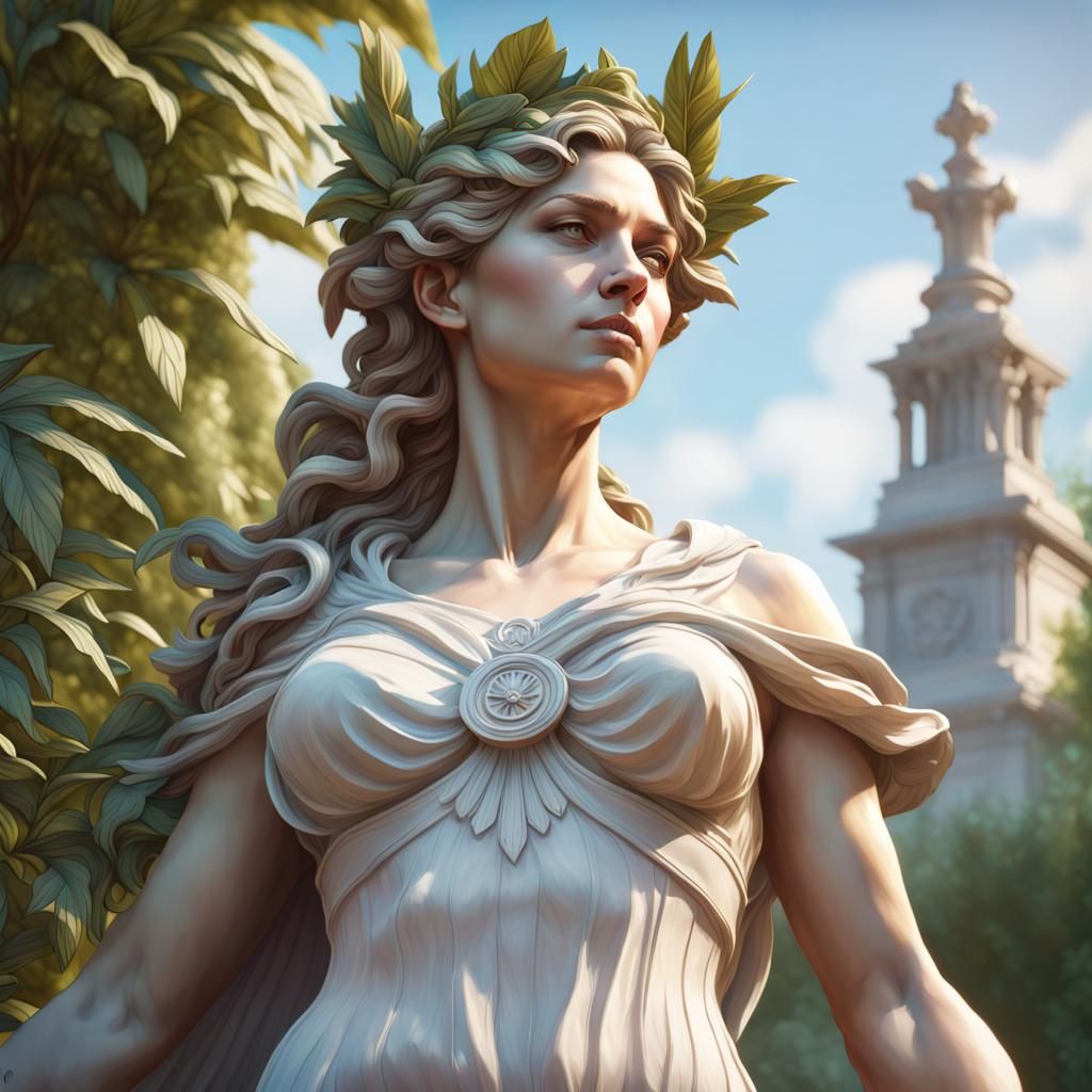 Goddess of Victory Marble Statue in Garden