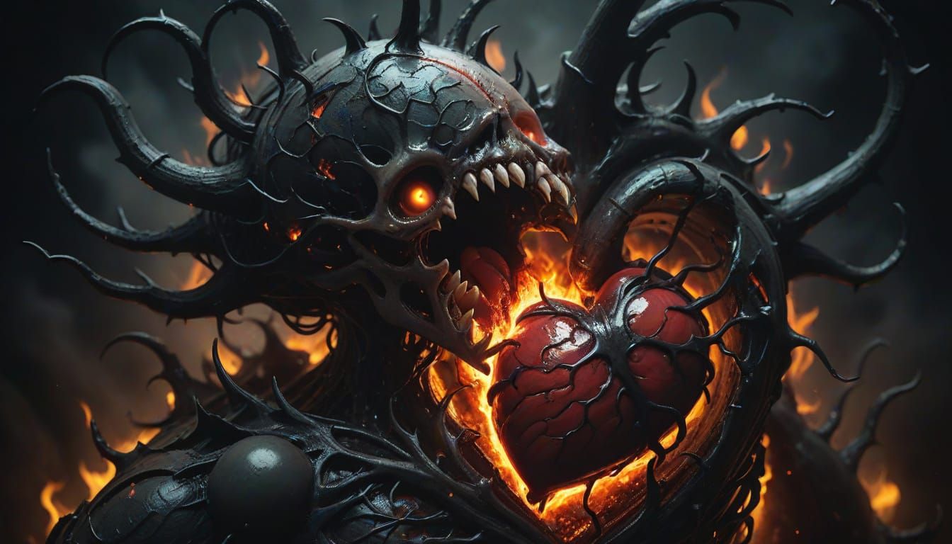 Heart Torn by Demon in Gothic Horror Art