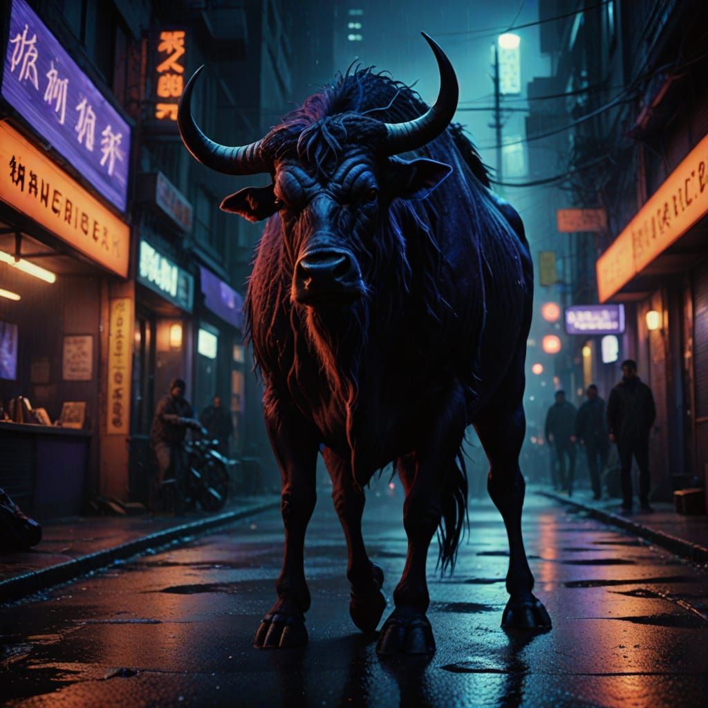 Monstrous Supervillain Wildebeest in Cinematic Darkness