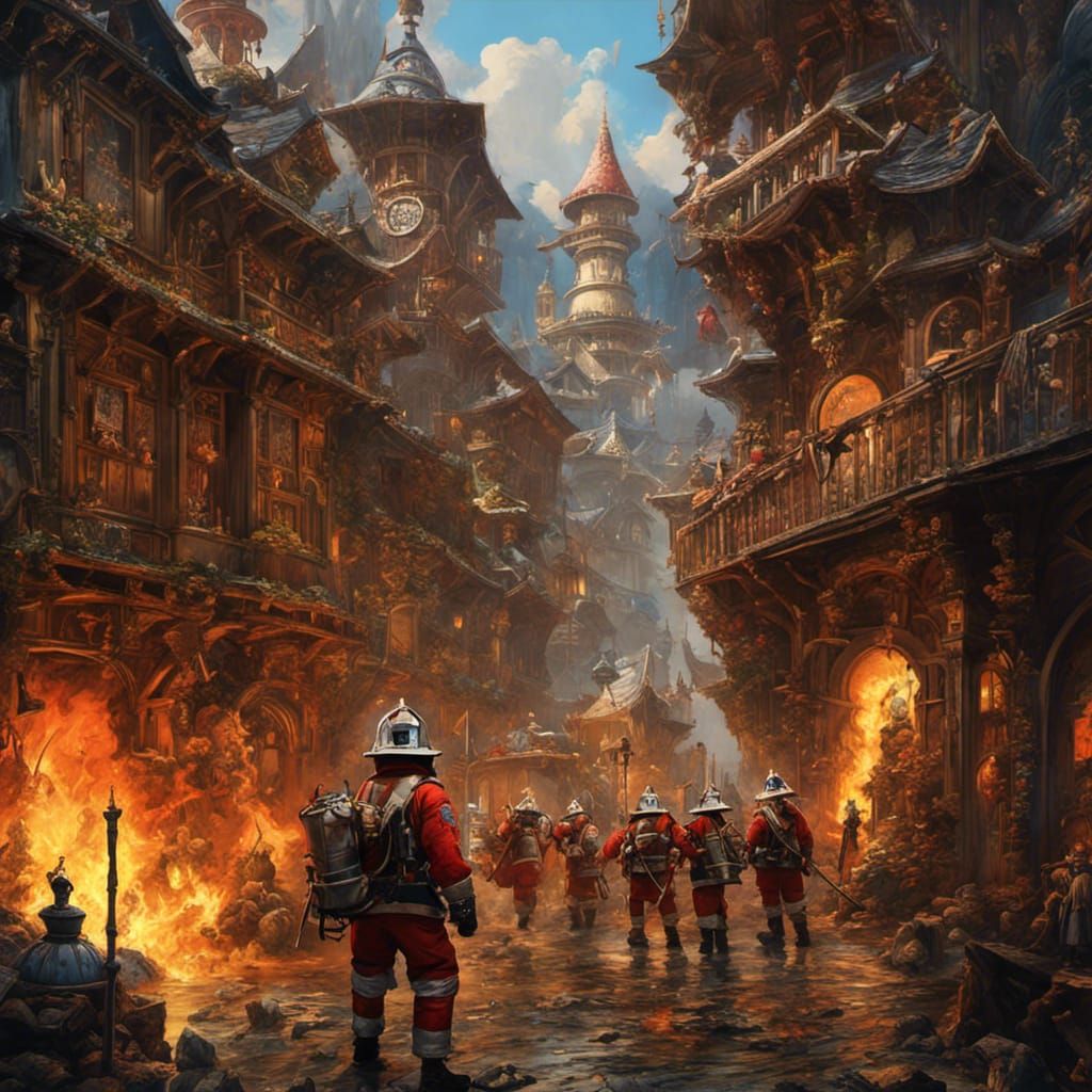 Medieval Firefighter in a Hyperdetailed Fantasy Art Style