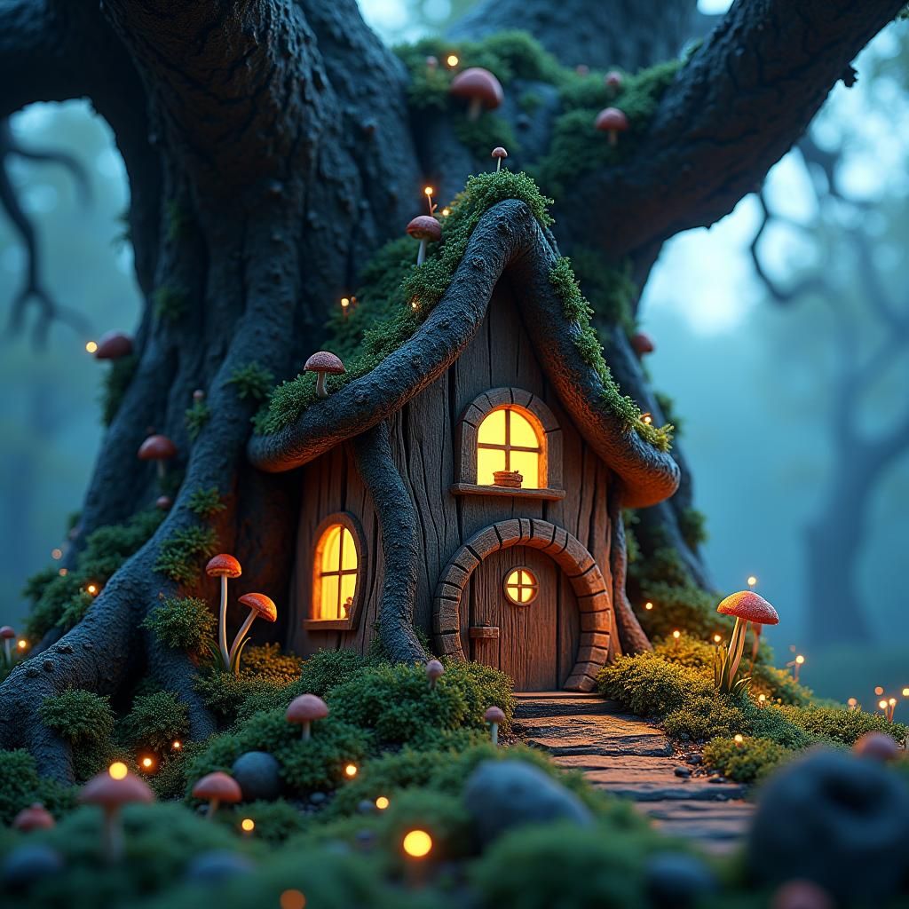 Enchanted Gnome Home in Fantasy Forest