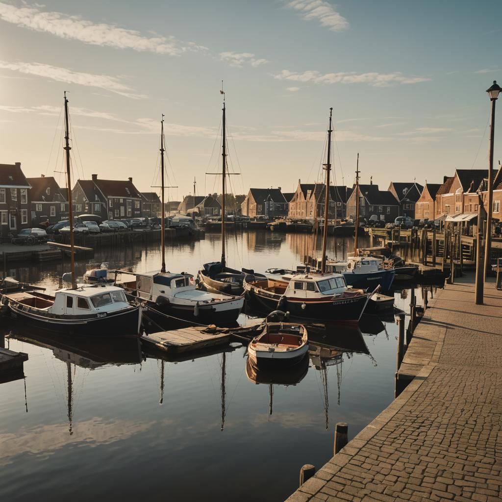 Spakenburg Harbor: Vintage Vehicles in Golden Hour