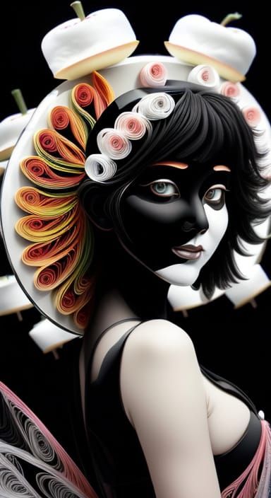 Surreal Comic Portrait in Superflat Pop Style with Fractal M...