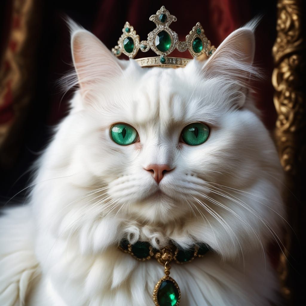 Surreal Persian Cat Reigns in Opulent Baroque Frame