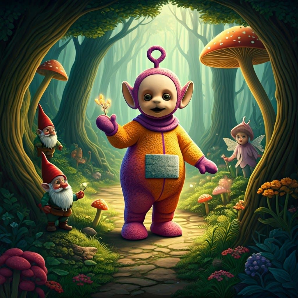 Whimsical Teletubby Discovers Psychedelic Mushrooms in Fanta...