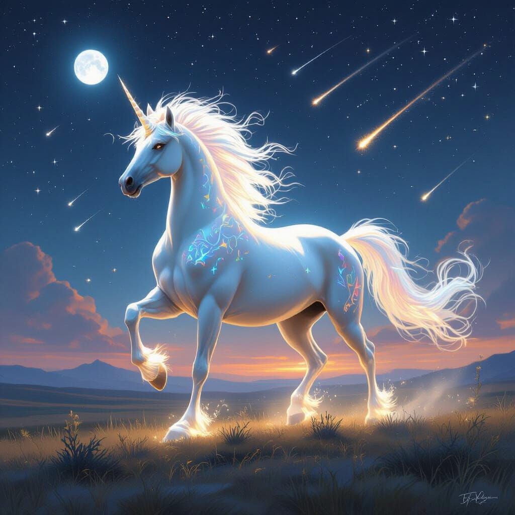 Spectral Kirin Galloping Across Starlit Plain