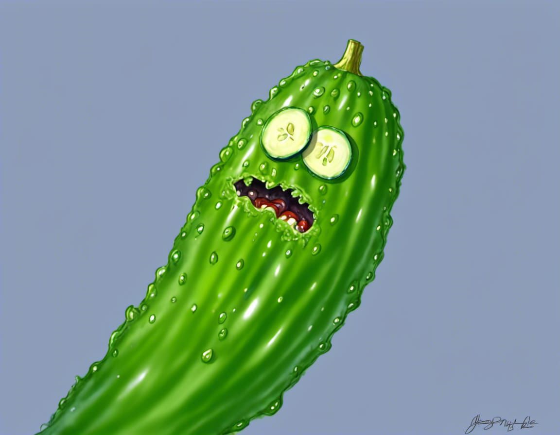 Colorful Pickle in Watercolor Style