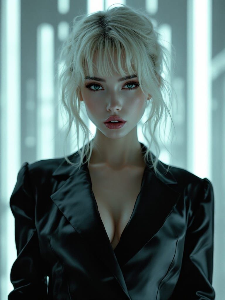 Confident Pin-Up in K-Pop and Sorayama Style