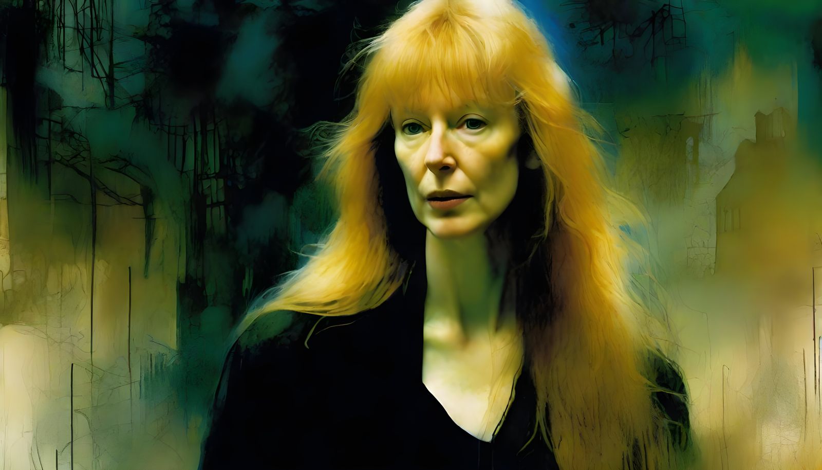 Fantastical Portrait of Loreena McKennitt in Thick Fog