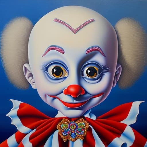 Hyperrealistic Oil Painting of a Cute Clown
