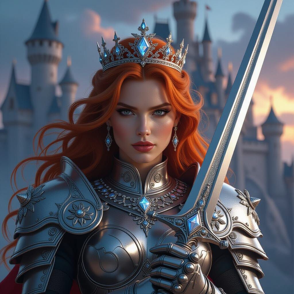 Warrior Queen with Diamond Sword and Castle