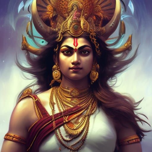 Durga Devi: Hindu Warrior Queen Portrait