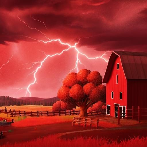 Animal Crossing Red Barn Under Stormy Sky