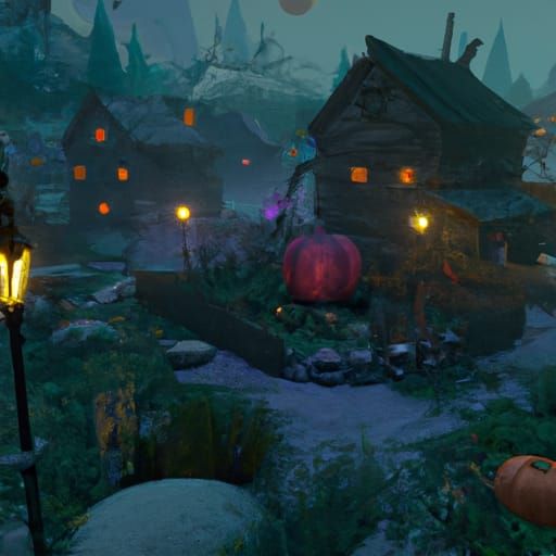 Sinister Halloween Scene in Detailed Matte Painting Style