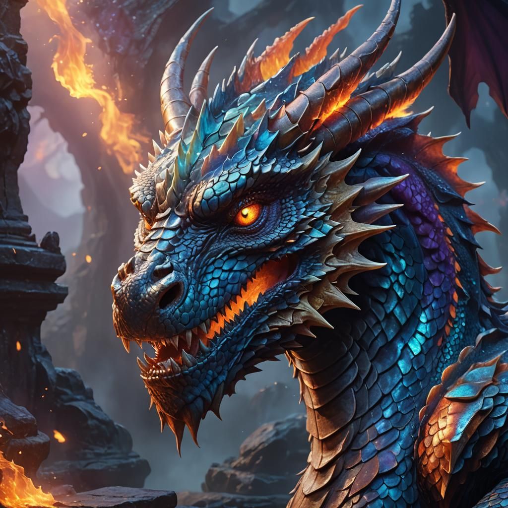 Dragon Head Concept Art in Dreamlike Style